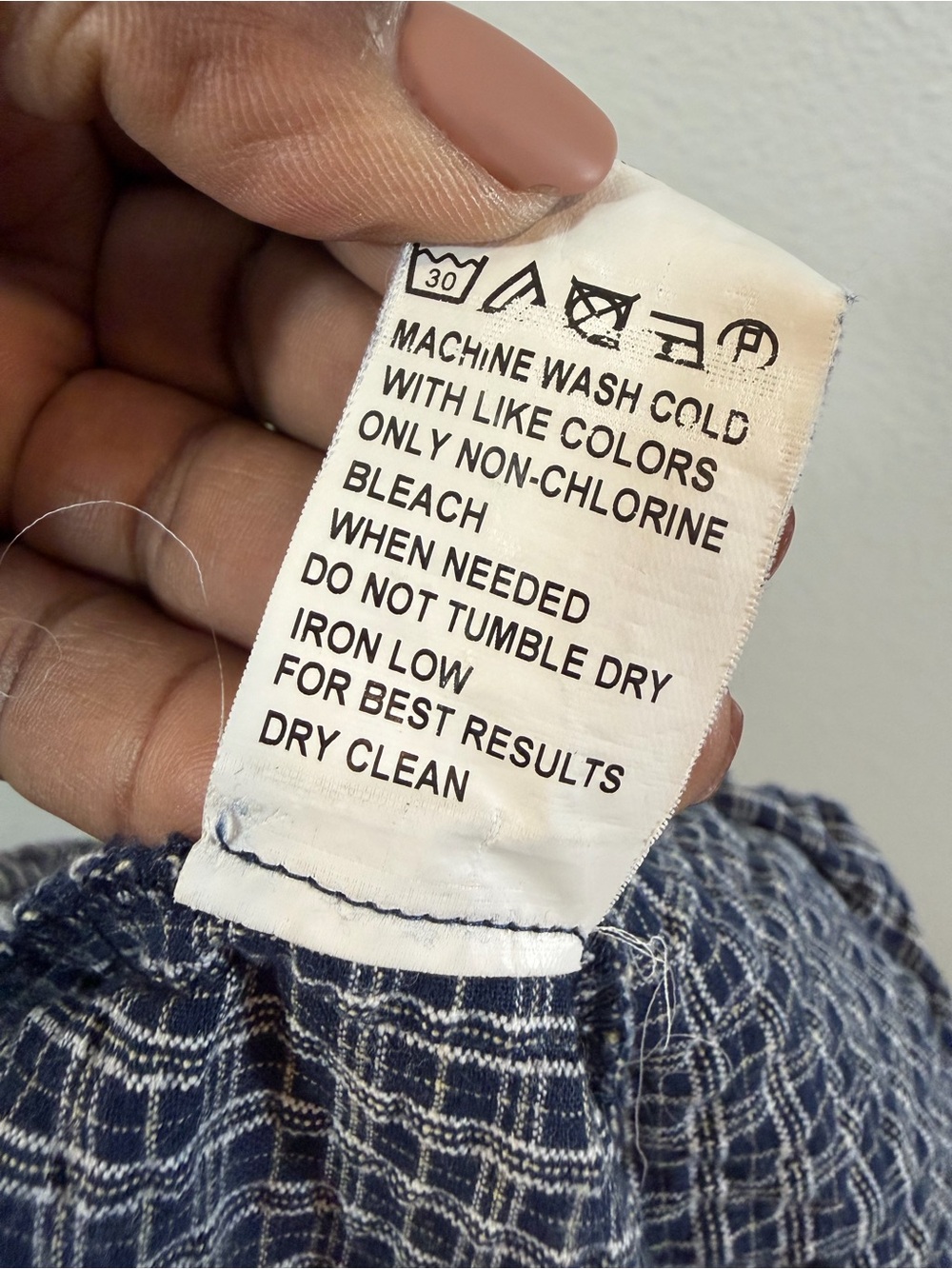Mo:Vint Wide Leg Cropped Pants Size S Blue White Micro Gingham Pull On Waist - Picture 10 of 10